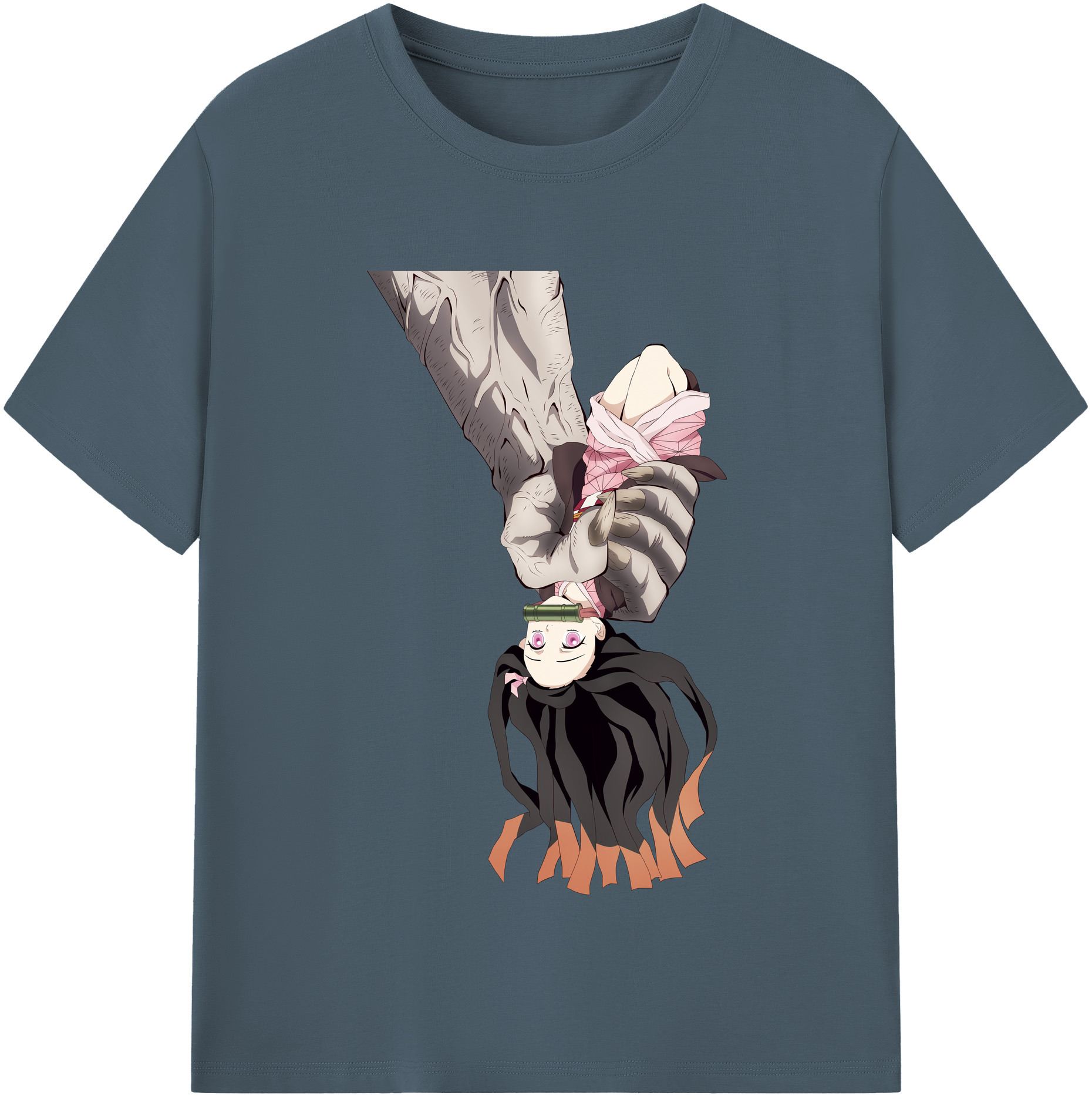 （画像用） 鬼滅の刃（きめつのやいば）竈門 禰󠄀豆子／かまど ねずこ Kamado Nezuko 綿100％半袖Tシャツ（フロントプリント）
